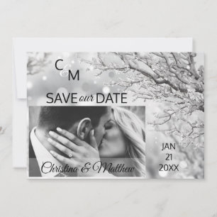 Winter Snowflakes Wedding SAVE OUR DATE   PHOTO Save The Date