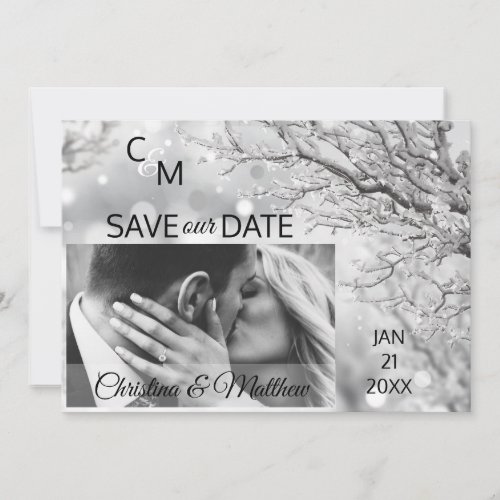 Winter Snowflakes Wedding SAVE OUR DATE  PHOTO Save The Date