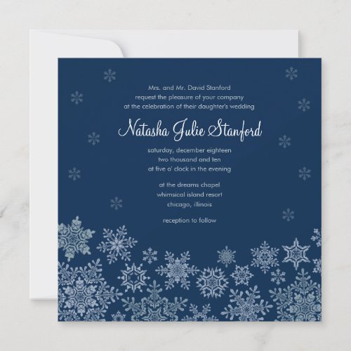 Winter Snowflakes Wedding Square Invitation Card