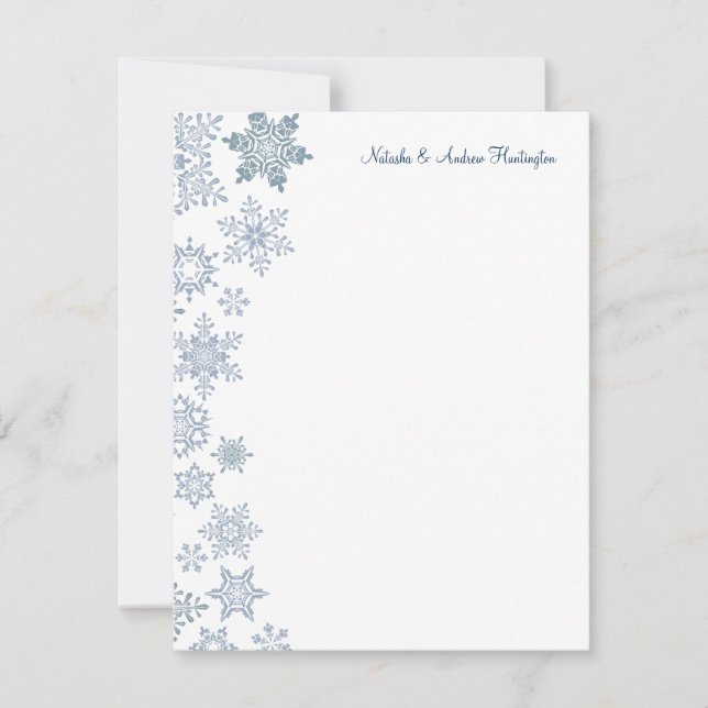 Winter Snowflakes Wedding Thank You Card (Front)