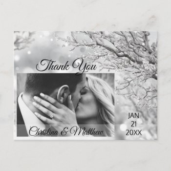 Winter Snowflakes Wedding Thank You | Photo Announcement Postcard by UniqueWeddingShop at Zazzle