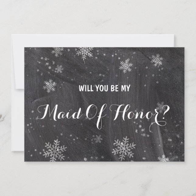 Winter snowflakes Will you be my Maid of honor Invitation (Front)