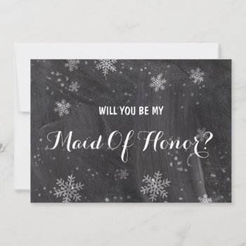 Winter Snowflakes Will You Be My Maid Of Honor Invitation by blush_invitations at Zazzle