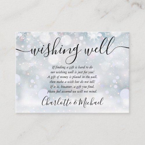 Winter Snowflakes Wishing Well Wedding Enclosure Card