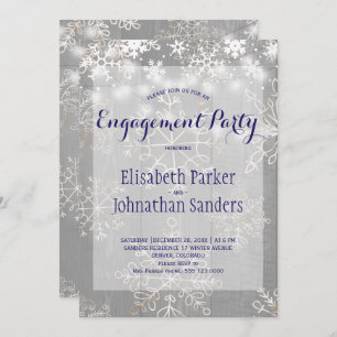 Winter snowflakes wonderland engagement party invitation
