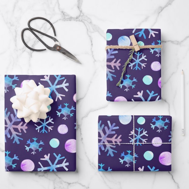 Winter Snowflakes Wrapping Paper Sheets (Front)