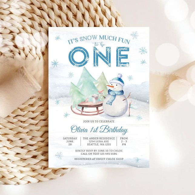 Winter Snowman 1st Birthday Invitation (Creator Uploaded)