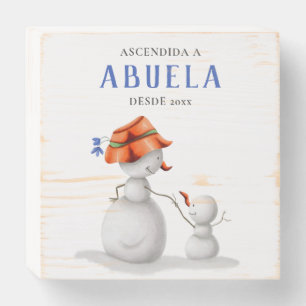 Winter Snowman Ascendida a Abuela Spanish Wooden Box Sign