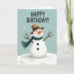 Winter Snowman Birthday Card
