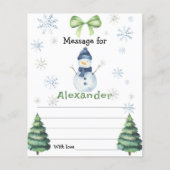 Winter Snowman birthday time capsule message (Front)