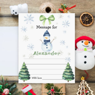 Winter Snowman birthday time capsule message