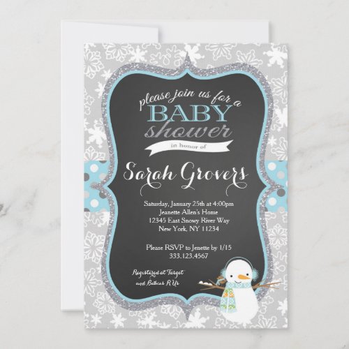 Winter Snowman Boy Baby Shower invitation