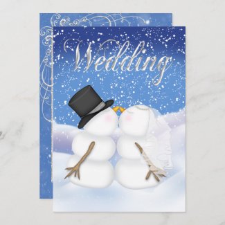 Winter Snowman Bride & Groom Invitation