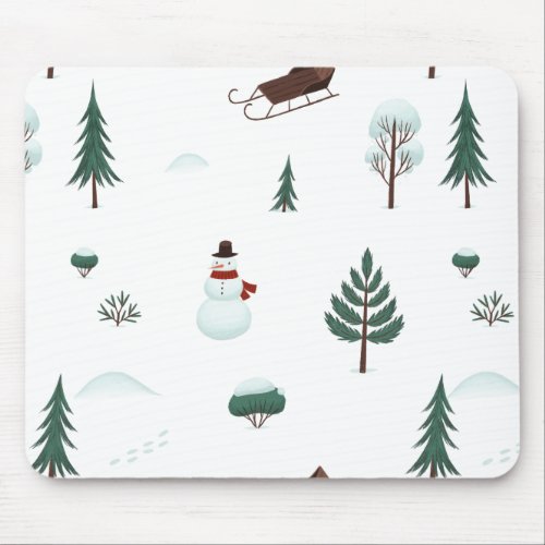 Winter Snowman Christmas Morning Mouse Pad