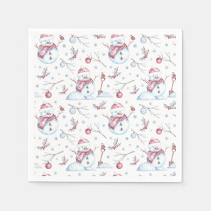 Winter Snowman Christmas Napkins  Festive Holiday
