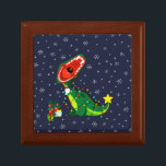 Winter Snowman Christmas Tree T-Rex Dinosaur  Gift Box<br><div class="desc">Christmas travel with a cute,  playful T-Rex and little snowman.</div>