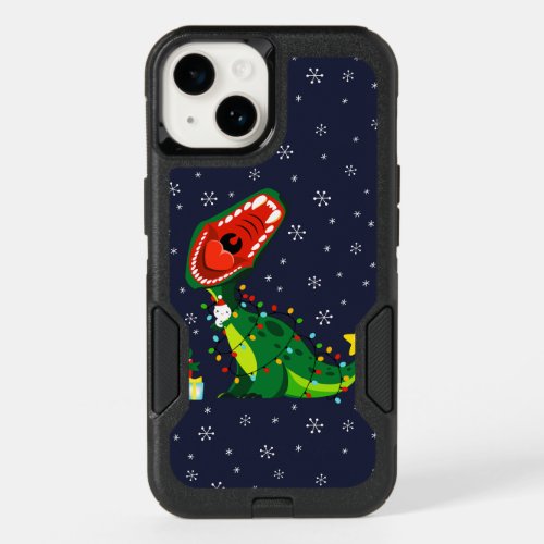 Winter Snowman Christmas Tree T_Rex Dinosaur  OtterBox iPhone 14 Case