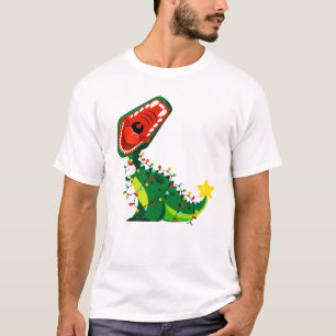 Winter Snowman Christmas Tree T-Rex Dinosaur  T-Shirt