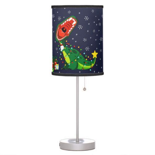 Winter Snowman Christmas Tree T_Rex Dinosaur  Table Lamp