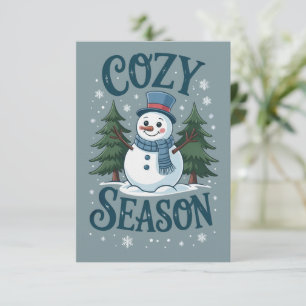 Winter Snowman Cozy Season Tree Christmas Holiday Invitation