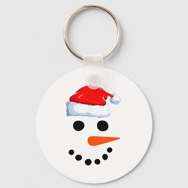 Winter Snowman Face Costume Christmas Snowman  Keychain (Front)