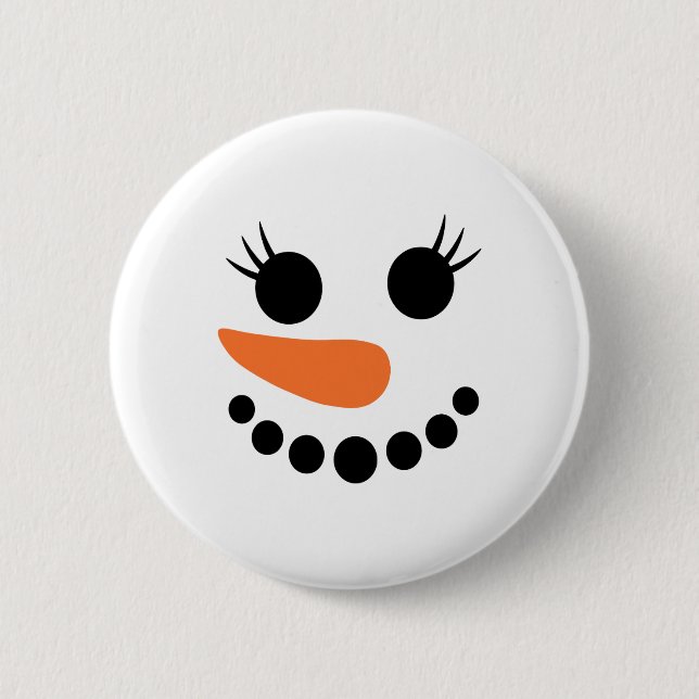 Winter Snowman Face Eyelashes Christmas Xmas For G Button (Front)