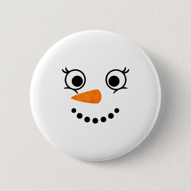 Winter Snowman Face Eyelashes Christmas Xmas Fun D Button (Front)