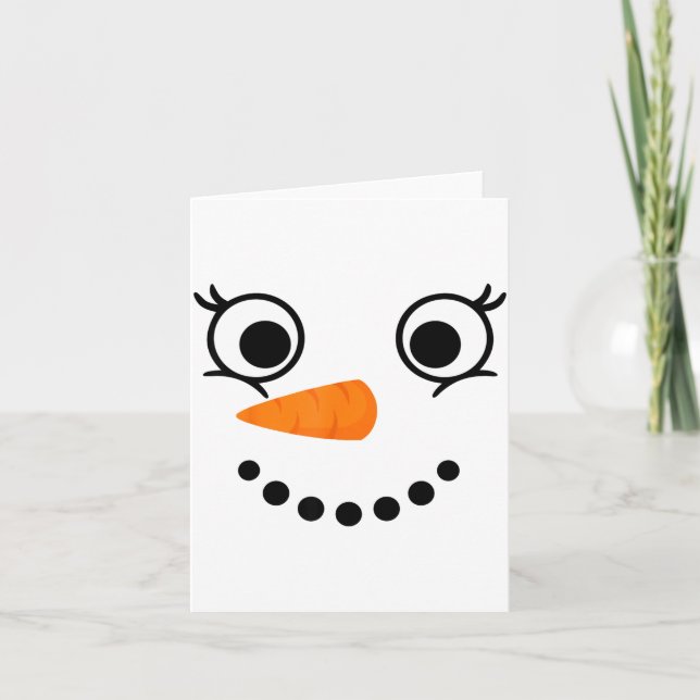 Winter Snowman Face Eyelashes Christmas Xmas Fun D Card (Front)