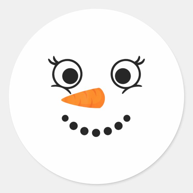 Winter Snowman Face Eyelashes Christmas Xmas Fun D Classic Round Sticker (Front)