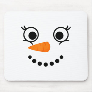 Winter Snowman Face Eyelashes Christmas Xmas Fun D Mouse Pad