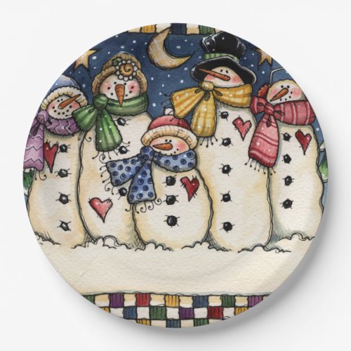 Winter Snowman Family Christmas Paper Plates