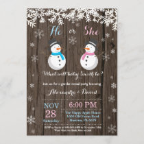 Winter Snowman Gender Reveal Invitation