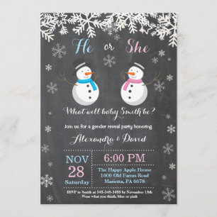 Winter Snowman Gender Reveal Invitation