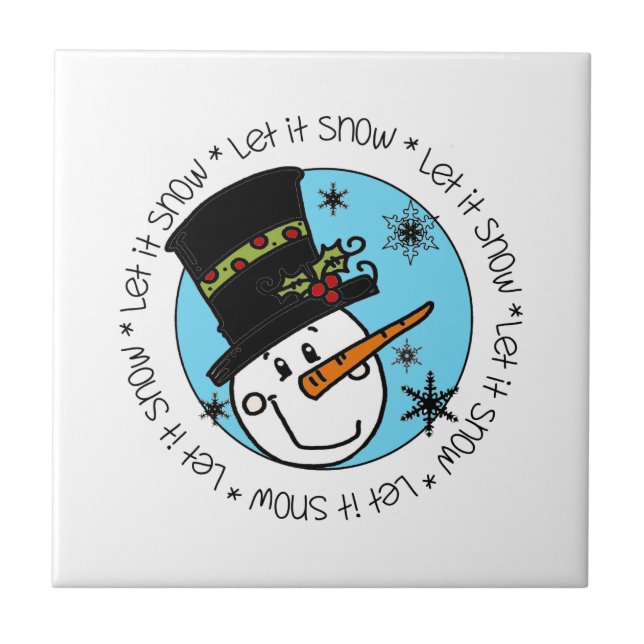 Winter Snowman Let It Snow Ceramic Tile (Front)