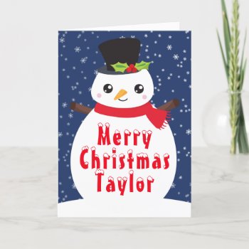 Winter Snowman Navy Blue Merry Christmas Holiday C by KlouiseDesign at Zazzle