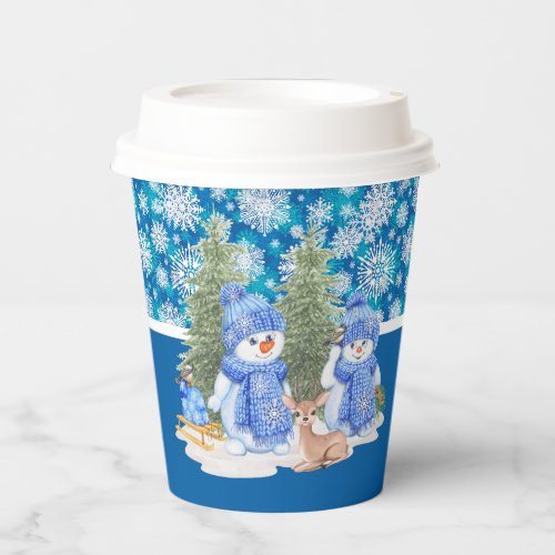 Winter Snowman Paper Cups