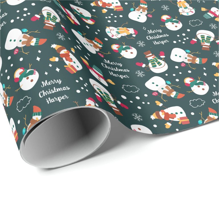 Winter Snowman Personalized Christmas Wrapping Paper