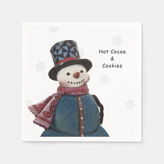 Winter Snowman Personalized Napkins (Front)