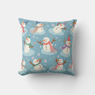 Winter snowman pillow cushion