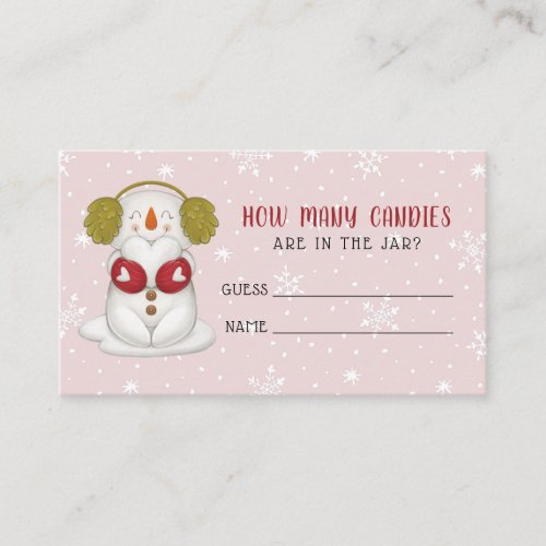 Winter Snowman Red Holiday Baby Shower Candy Game Enclosure Card