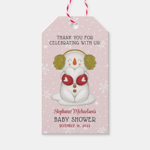 Winter Snowman Red Holiday Baby Shower  Gift Tags