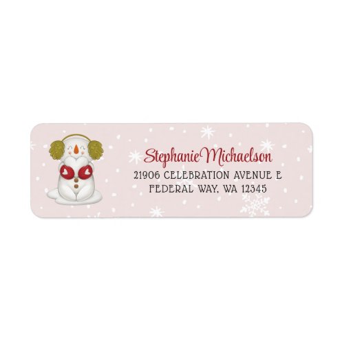 Winter Snowman Red Holiday Return Address Label