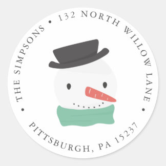 Winter Snowman Return Address Classic Round Sticker
