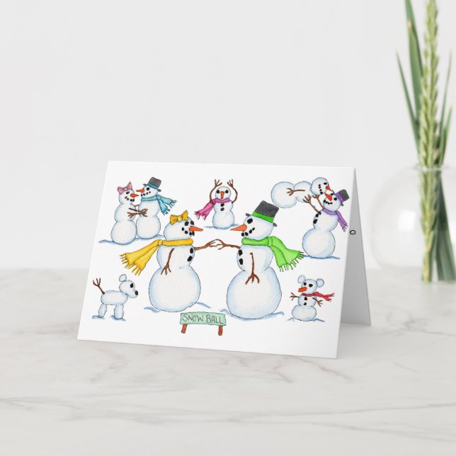 Winter - Snowman Snow Ball Card (Front)