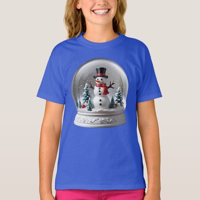 Winter Snowman Snowglobe T-Shirt (Front)