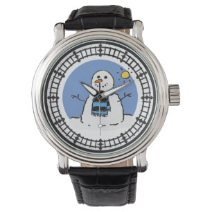 Winter Snowman Style Christmas Mens Watch