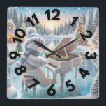 Winter Snowman Wall Clock 10 "<br><div class="desc">Beautiful Winter Snowman Playing Piano Wall Clock 10.75"
Great Gift!</div>