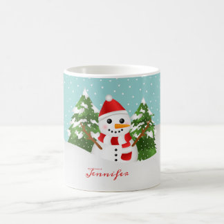Winter Snowman With Custom Name Christmas Coffee Mug