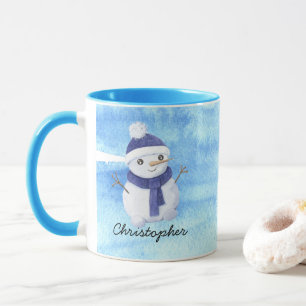Winter Snowman with Personalize Name Christmas Mug