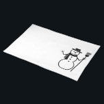 Winter Snowman with Scarf Hat Broom, Black White Placemat<br><div class="desc">Winter Snowman with scarf,  hat,  broom,  Black and White,  Placemat or choose different colors</div>